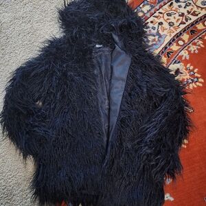 Look Hunter Black Faux Fur Festival Coat